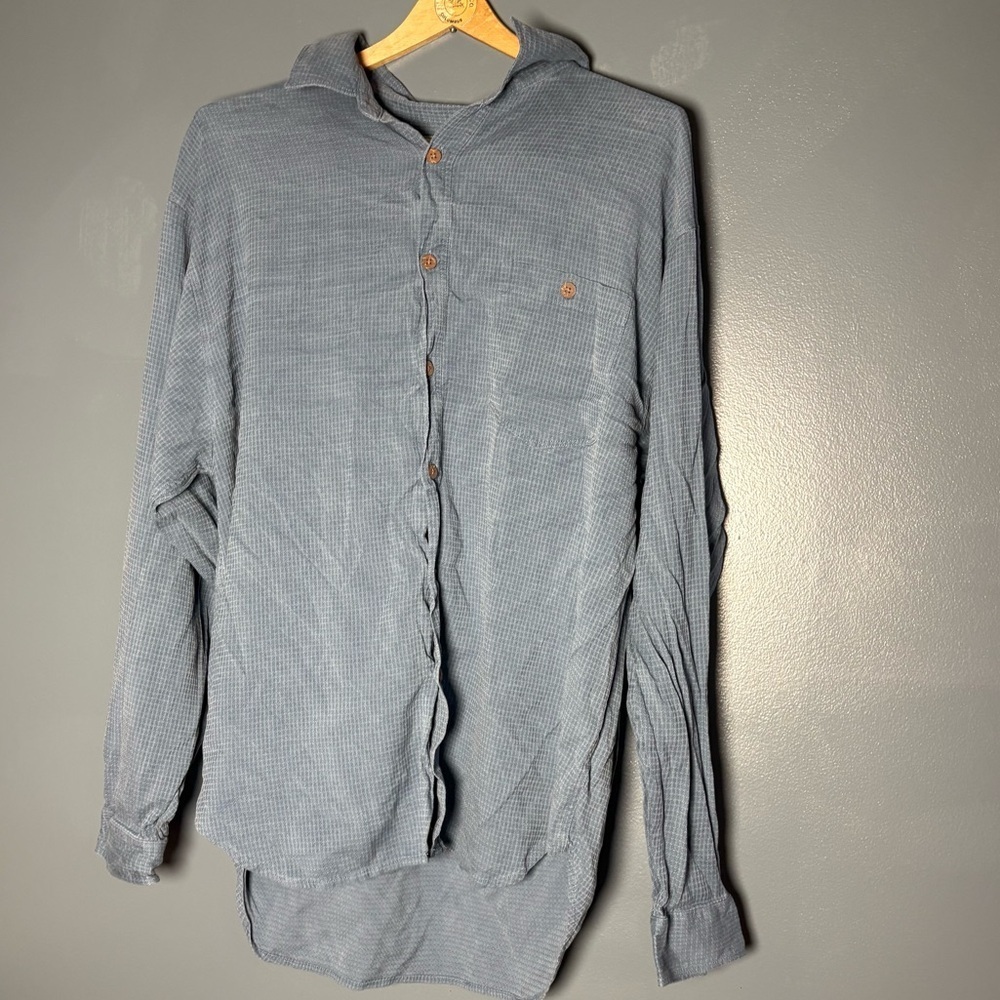 Tommy Bahama Men’s XL 100% Silk Button Down Shirt Blue Vintage